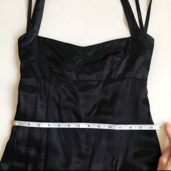 JACOB sz 3/4 Black Satin Halter Empire Waist Maxi Formal Dress - Picture 9 of 10